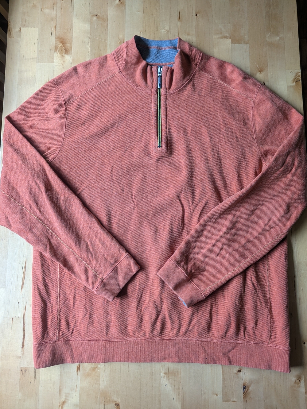 Tommy Bahama Reversible Sweater Mens 100% Cotton Size XL Orange Grey